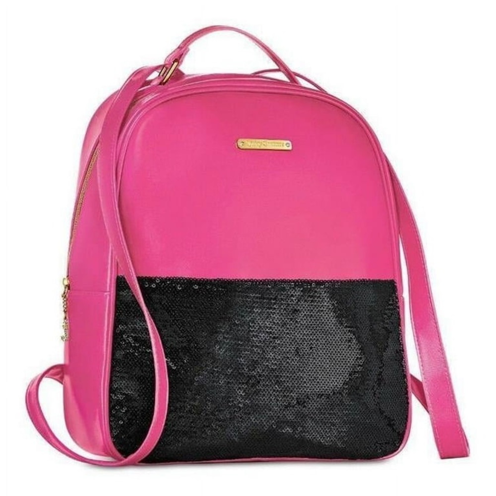Juicy Couture NWT Hot Pink and Black Sequin Medium-Sized Backpack